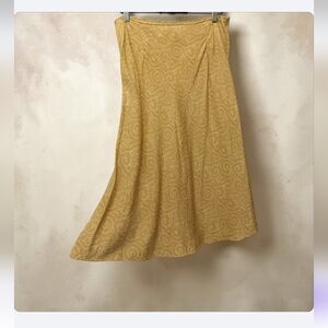 Vintage J Crew 100% Silk Gold Rustic Tones Women's Size 8 Midi Skirt